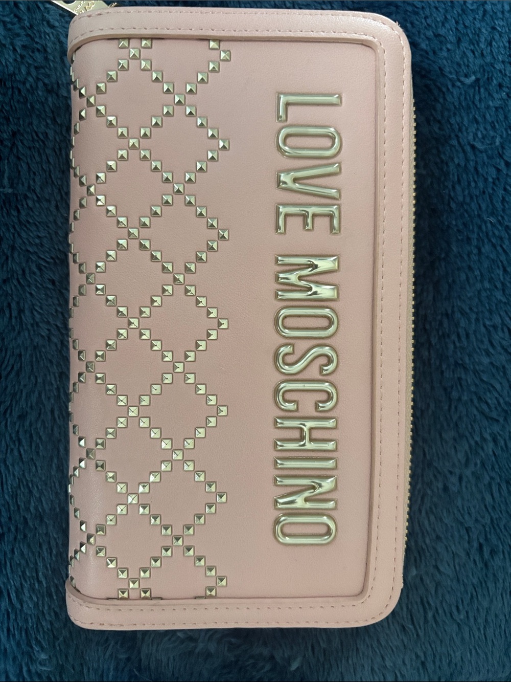 Love Moschino Blush Pink Zip-Around Wallet with Gold Logo